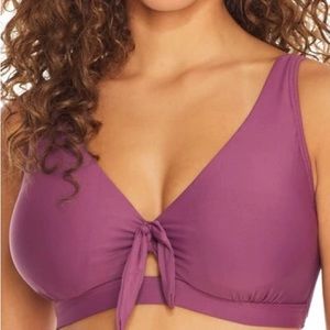 Birdsong Tie Front Purple Bikini